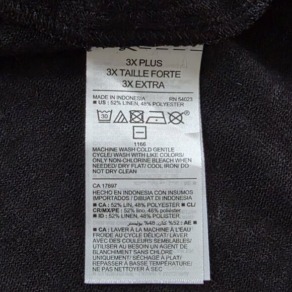 Old Navy T Shirt Maxi Dress 3X Black SS Linen Blend Slits Pullover Goth Cottage - Picture 11 of 15